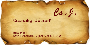 Csanaky József névjegykártya